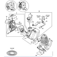 Stihl HT132 - Rewind Starter, Fuel Tank - Parts Diagram