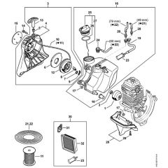 Stihl HT134 - Rewind Starter, Fuel Tank - Parts Diagram