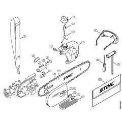 Genuine Stihl HT73 / P - Oil tank, Chain sprocket cover, Tools