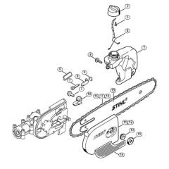 Genuine Stihl HT75 / AE - Oil tank, Chain sprocket cover (38.2002)