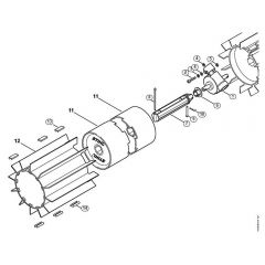 Genuine Stihl KW85 / Q - Gear head, Sweeper drum assembly