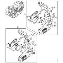 Genuine Stihl MS201 TC-E / D - Chain sprocket cover, Hand guard