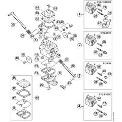 Genuine Stihl MS250 C-BE / R - Carburetor C1QS91, -S92, -S107, C1Q-100338, 1123/36