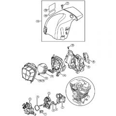 Genuine Stihl MS311 / K - Carburetor bracket, Air filter, Shroud (28.2012)