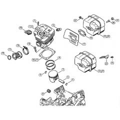 Genuine Stihl  MS361 C-B / B - Cylinder, Muffler