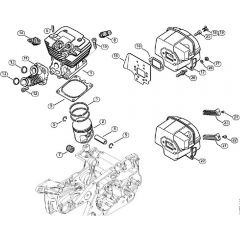 Genuine Stihl MS441 / B - Cylinder, Muffler