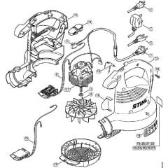 Genuine Stihl SHE81 / A - SHE 71: Electric motor, Fan housing, base