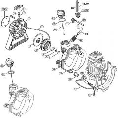 Genuine Stihl SP90 T / C - Rewind starter, Fuel tank