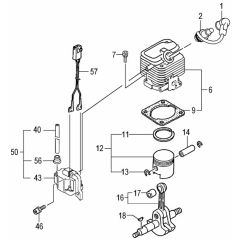 Tanaka TPH-230SS - H43 TPH230SS9536 - Cylinder Piston Crank Shaft