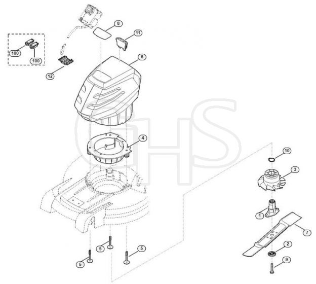 Genuine Stihl RMA443 / D - Engine, blade