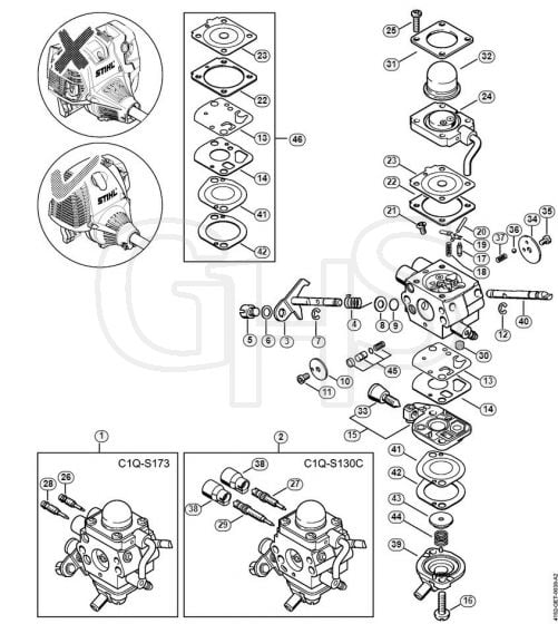 Genuine Stihl HT131 / O - Carburetor C1Q-S173, C1Q-S130  5 08 571 577