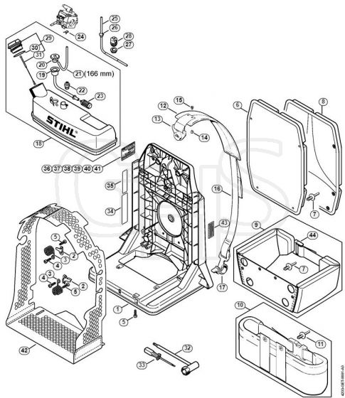 Genuine Stihl BR420 C / G - Fuel Tank, Backplate