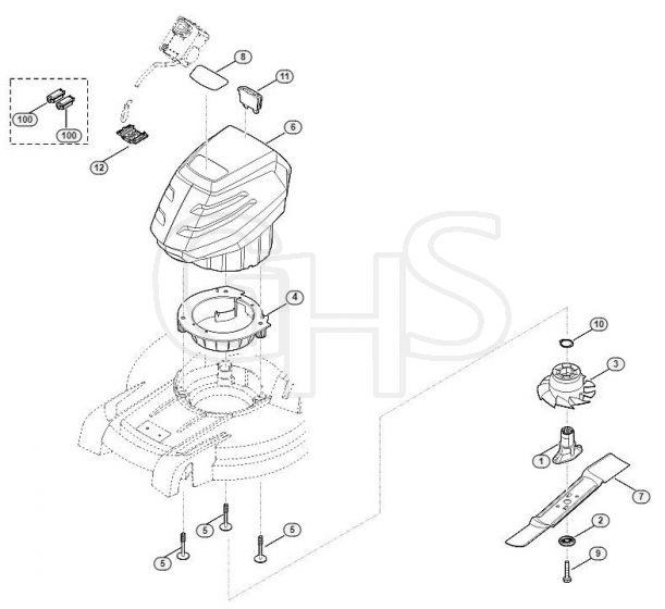 Genuine Stihl RMA443 C / D - Engine, blade