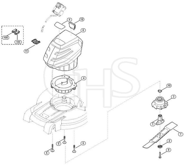 Genuine Stihl RMA448.0 TC / D - Engine, blade