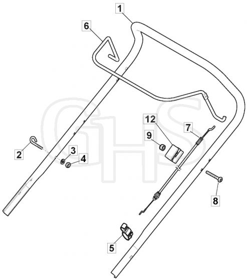 HP185 - 2019-2022 - 2L0481023/MC - Mountfield Rotary Mower Upper Handle Diagram