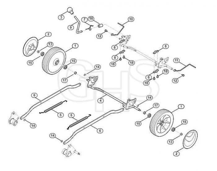 Genuine Stihl RM4.0 RT / D - Rear axle, height adjustment