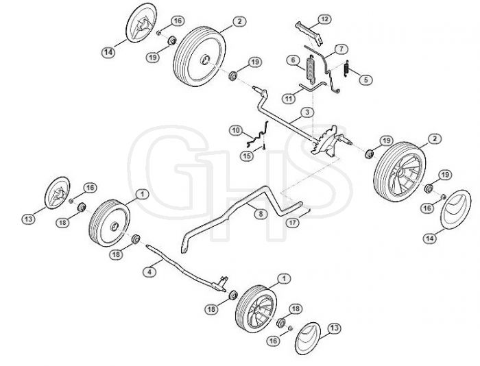 Genuine Stihl RMA443 / C - Chassis, height adjustment