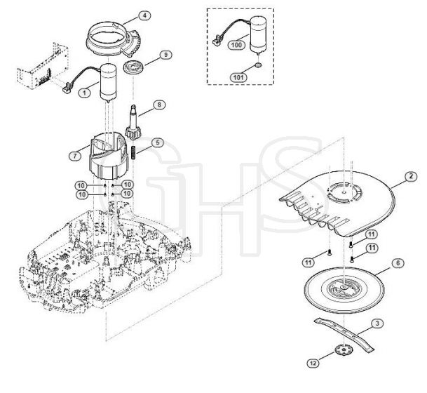 Genuine Stihl RMI632.0 C / D - Mowing deck, height adjustment