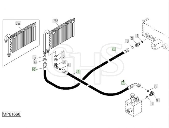 Genuine John Deere Hydraulic Hose (Oil Cooler to Reservoir) - AMT933