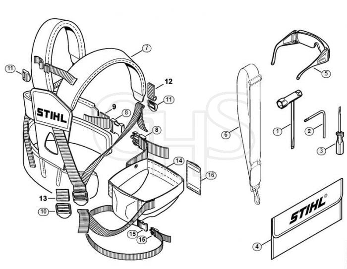 Genuine Stihl HT75 / AJ - Tools, Full harness