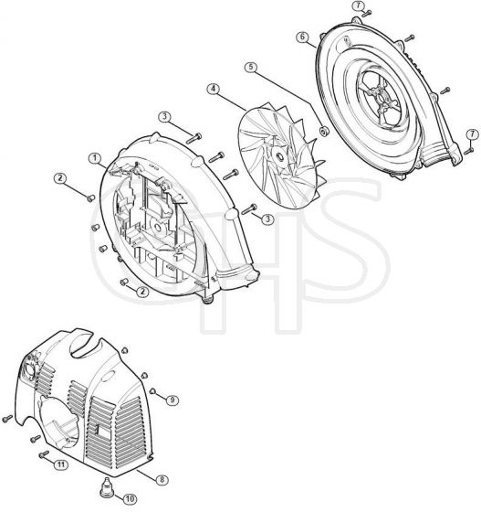 Genuine Stihl SR440 / H - Fan housing, Shroud