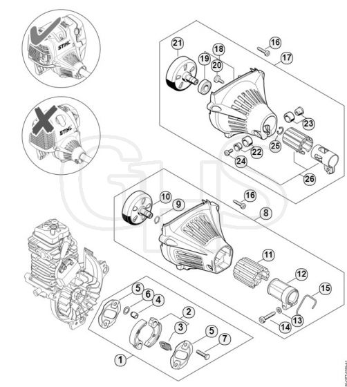 Genuine Stihl HT131 / F - Clutch, Fan housing