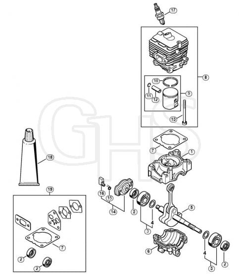 Genuine Stihl KM56 RC-E / A - Crankcase, Cylinder