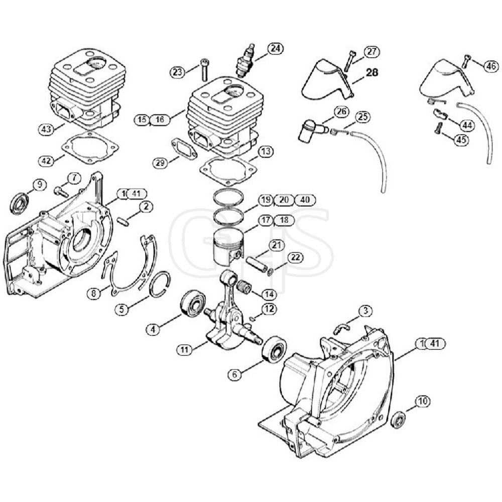 Genuine Stihl FS360 / A - Crankcase, Cylinder | GHS