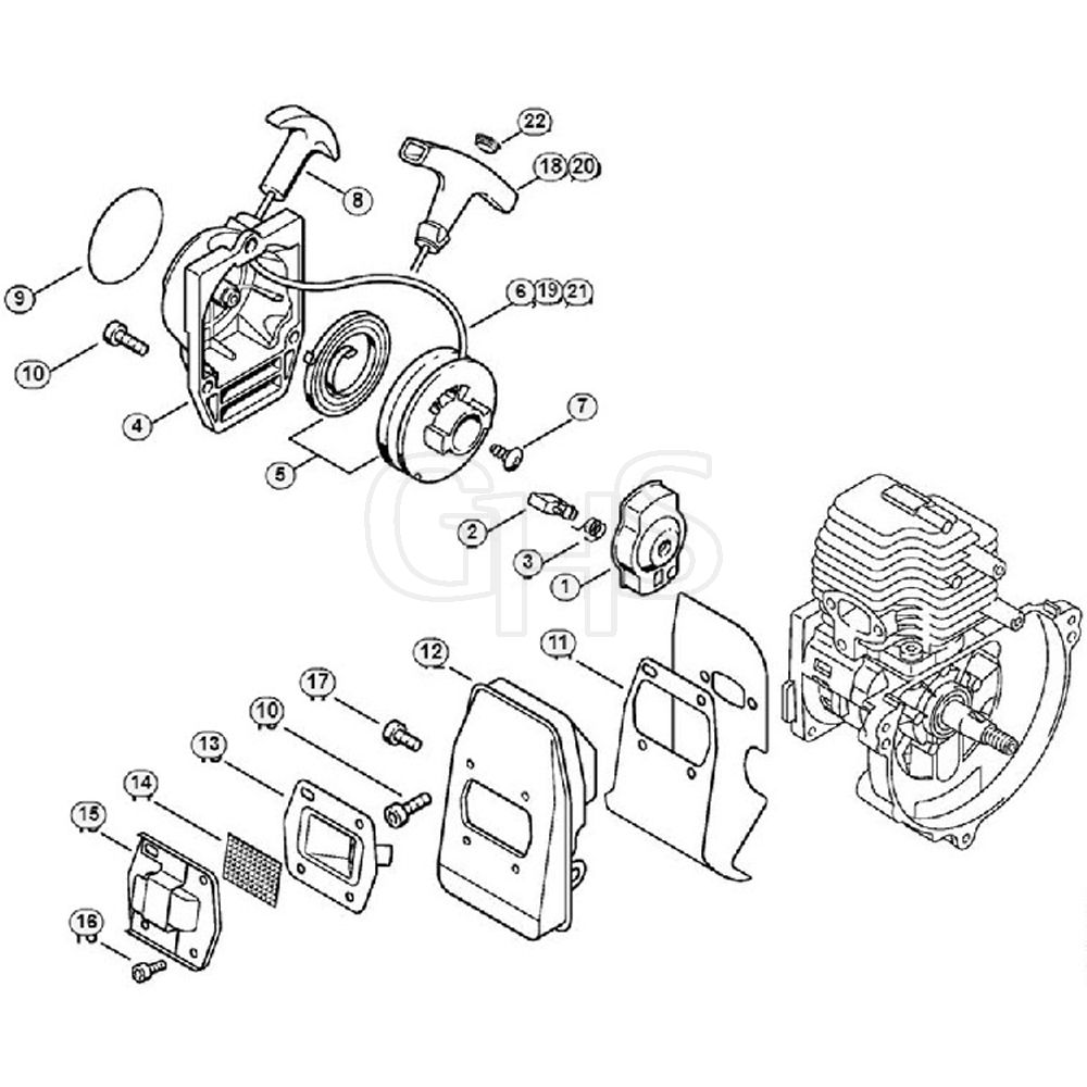 Genuine Stihl FS72 / B - Rewind starter, Muffler | GHS