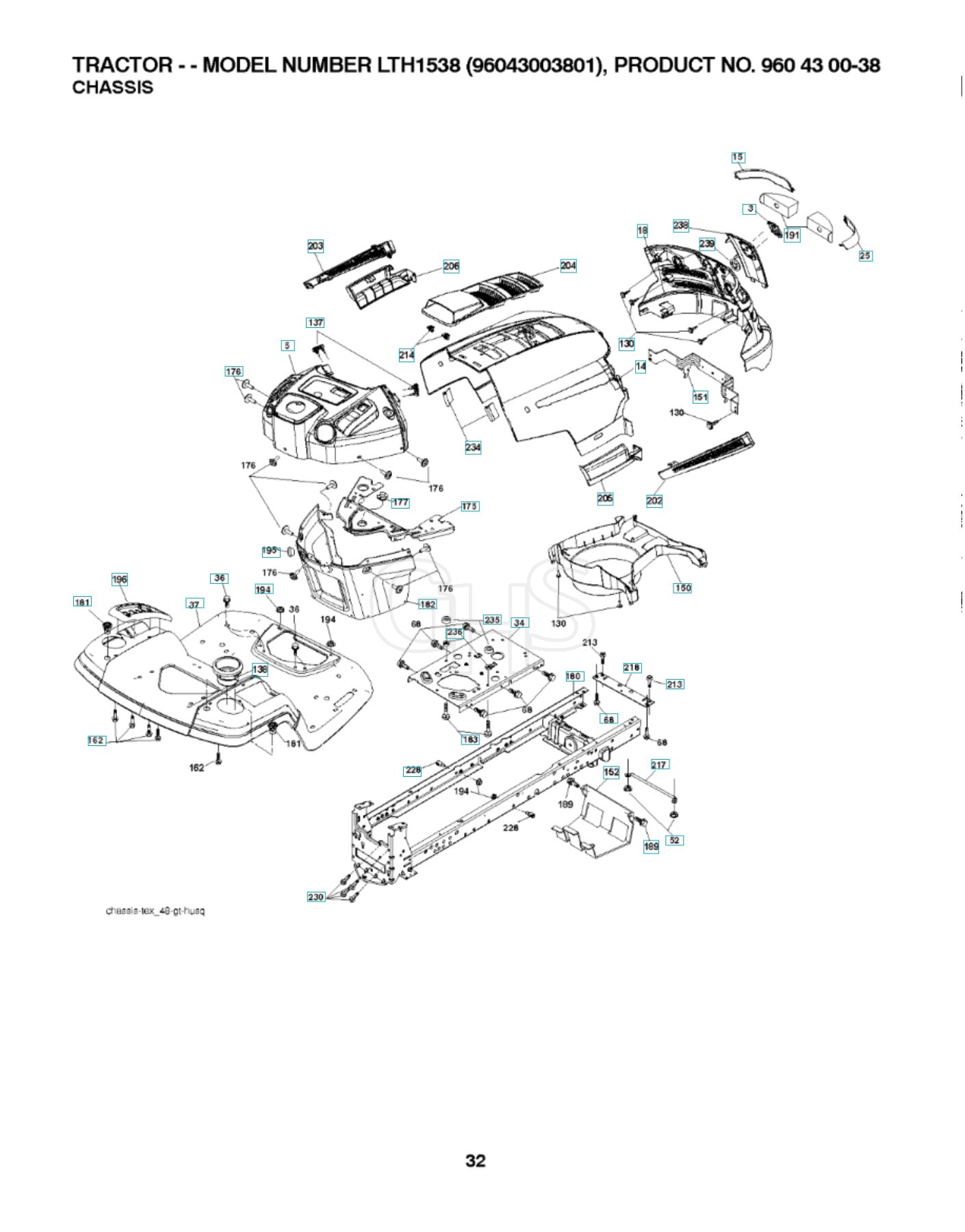 Husqvarna Lth1538 Chassis & Frame GHS