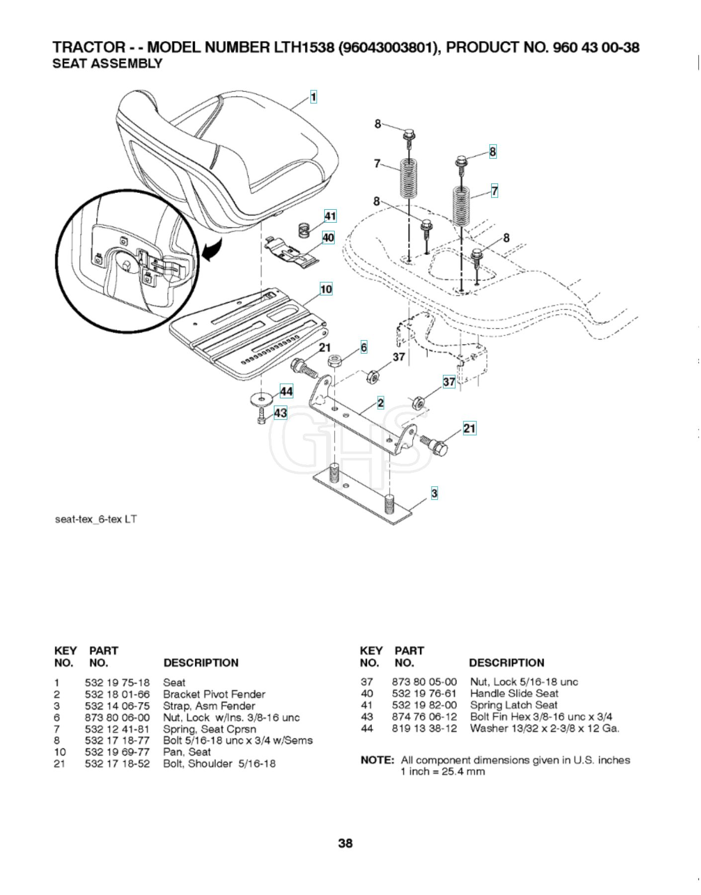 Husqvarna Lth1538 Seat GHS