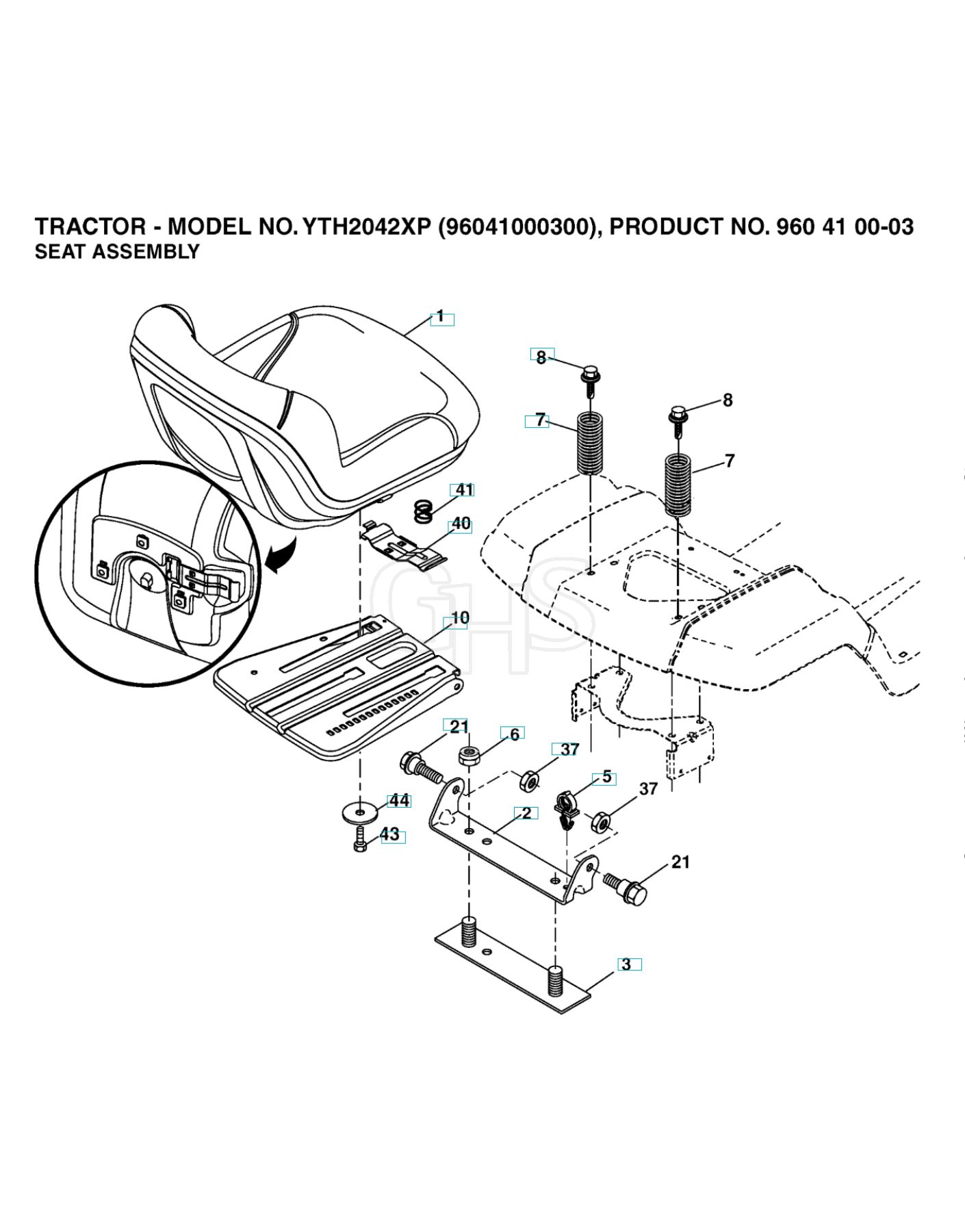 Husqvarna Yth2042 Xp Seat Ghs 9303