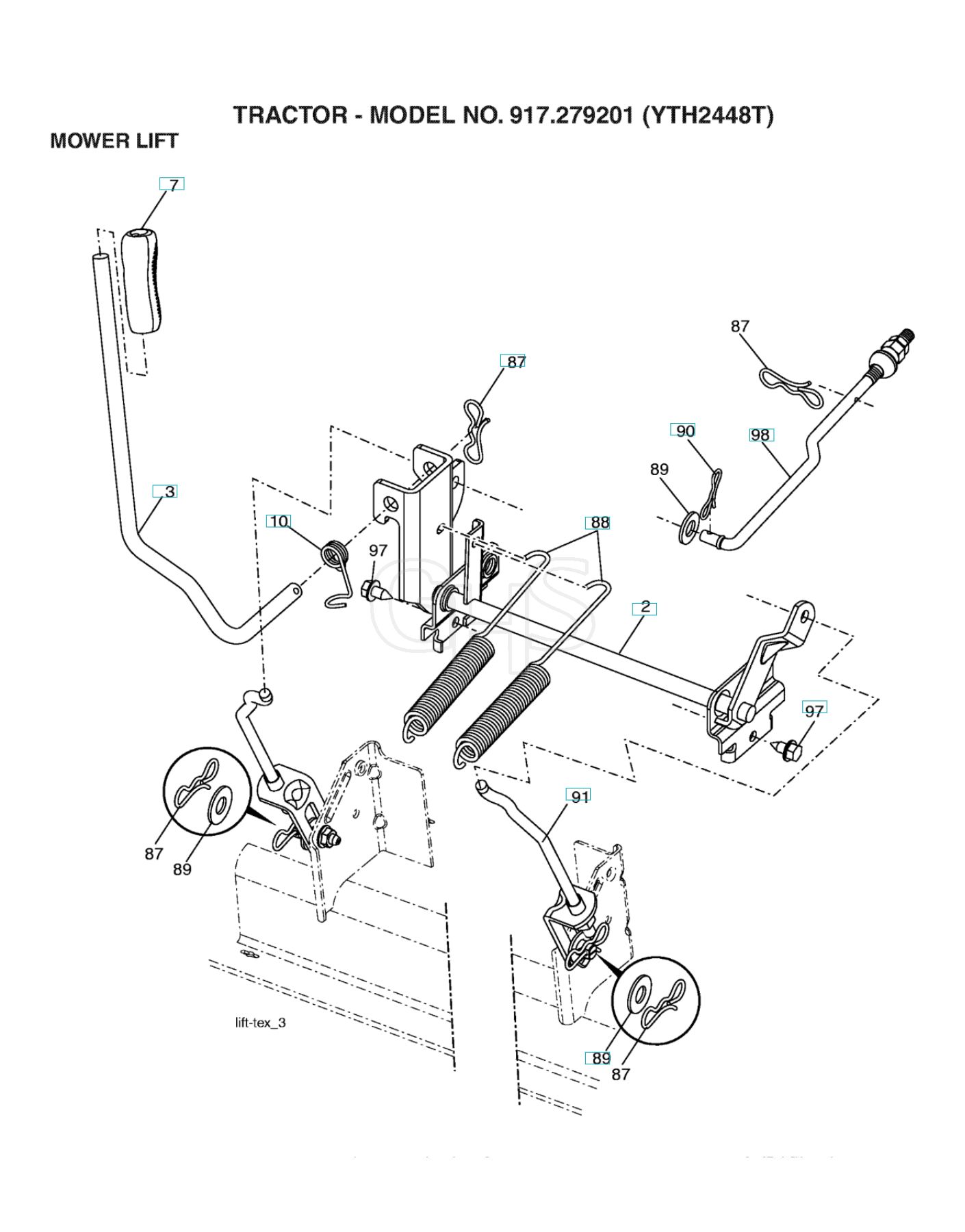 Husqvarna Yth2448 T Mower Lift And Deck Lift Ghs