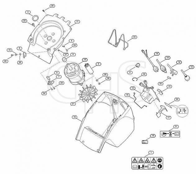 Genuine Stihl GHE355.0 / C - Housing, Electric Motor