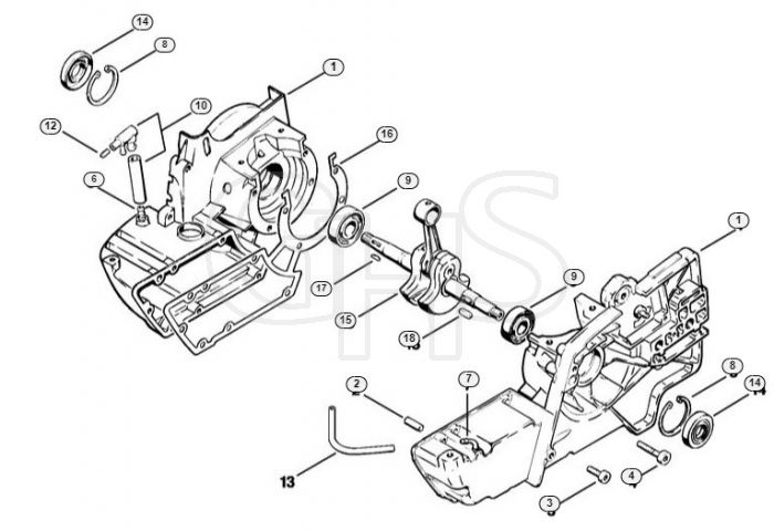 Genuine Stihl TS350 AVE / A - Crankcase